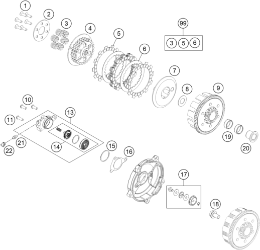 Sprängskiss: Clutch – KTM 65 SX 2022