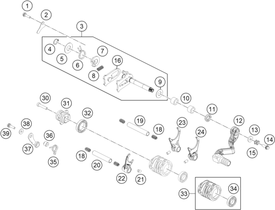 Sprängskiss: Shifting Mechanism – KTM 65 SXS 2014