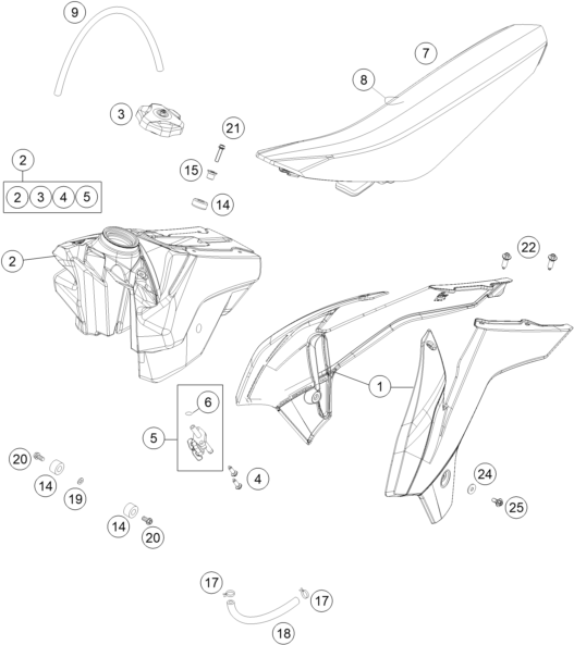 Sprängskiss: Tank, Seat – KTM 85 SX 17/14 2014