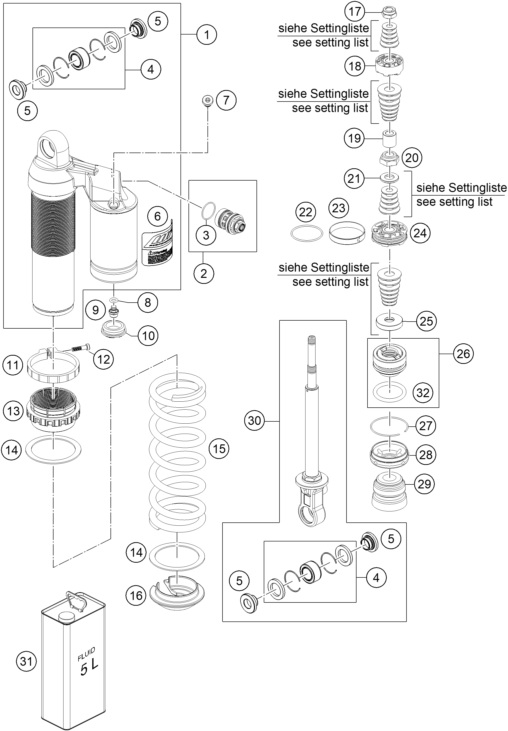 Sprängskiss: Shock Absorber Disassembled – KTM 85 SX 17/14 2014