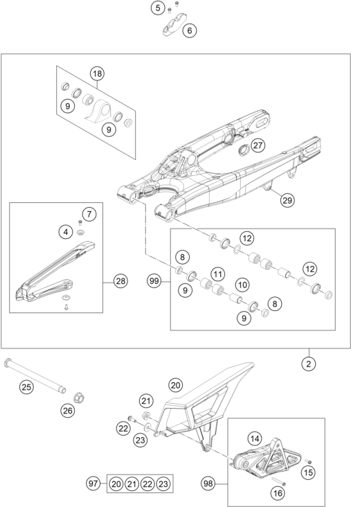 Sprängskiss: Swing Arm – KTM 250 EXC-F 2016