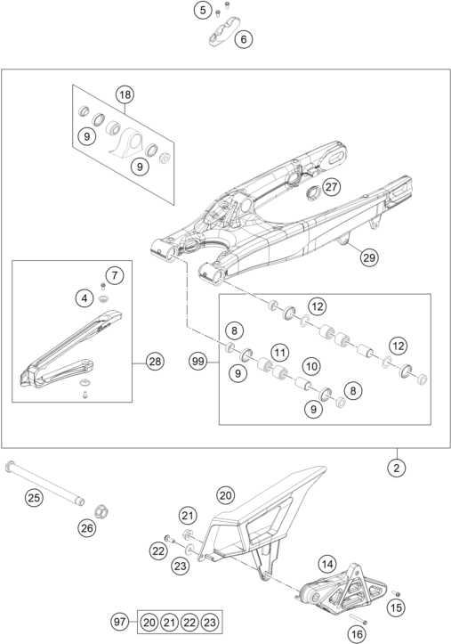Sprängskiss: Swing Arm – KTM 250 EXC SIX-DAYS 2014