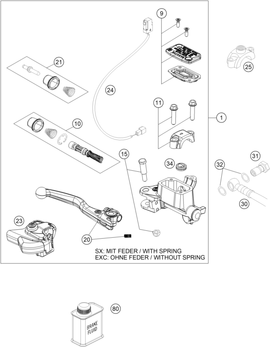 Sprängskiss: Front Brake Control – KTM 300 EXC 2026