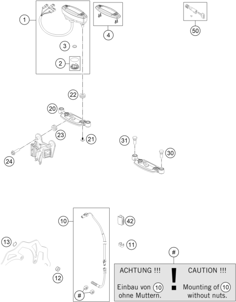 Sprängskiss: Instruments / Lock System – KTM 200 EXC 2014