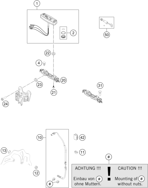 Sprängskiss: Instruments / Lock System – KTM 500 EXC SIX DAYS 2014