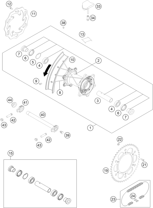 Sprängskiss: Rear Wheel – KTM 200 EXC 2015