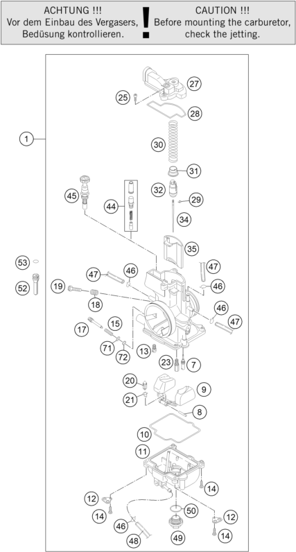 Sprängskiss: Carburetor – KTM 250 EXC SIX-DAYS 2014
