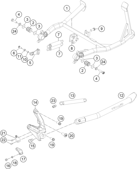 Sprängskiss: Side / Center Stand – KTM 1190 ADVENTURE ABS GREY 2016