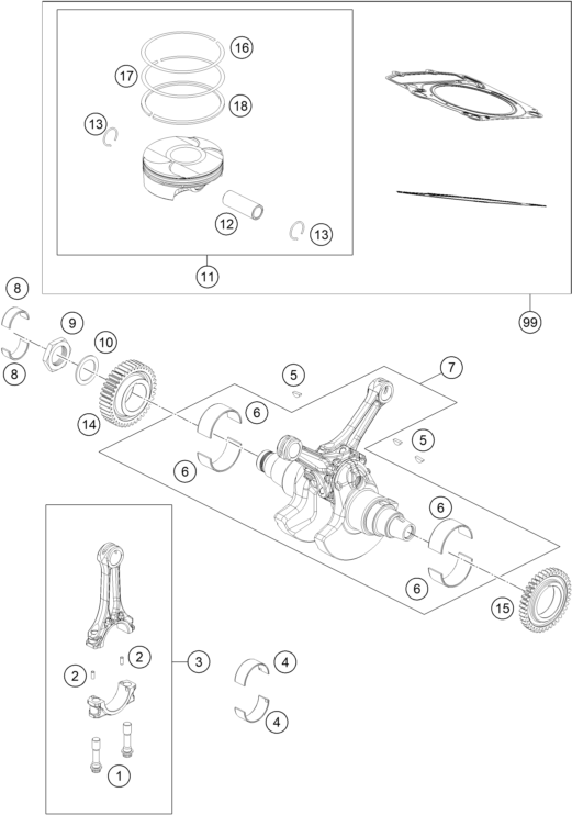 Sprängskiss: Crankshaft, Piston – KTM 1190 ADV. ABS ORANGE WES. 2016
