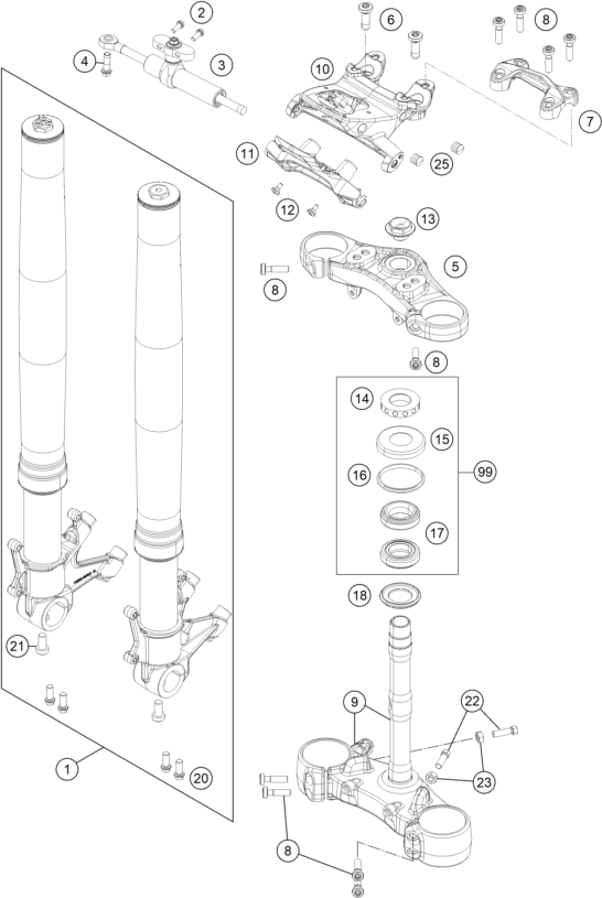 Sprängskiss: Front Fork, Triple Clamp – KTM 1290 SUPERDUKE R S.E. ABS 16