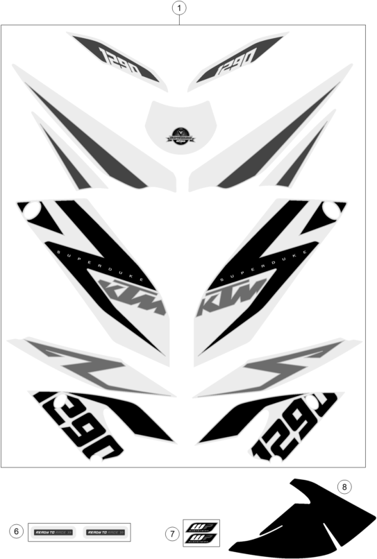 Sprängskiss: Decal – KTM 1290 SUPERDUKE R ORANGE ABS 14