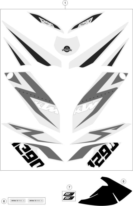 Sprängskiss: Decal – KTM 1290 SUPERDUKE R BLACK ABS 15