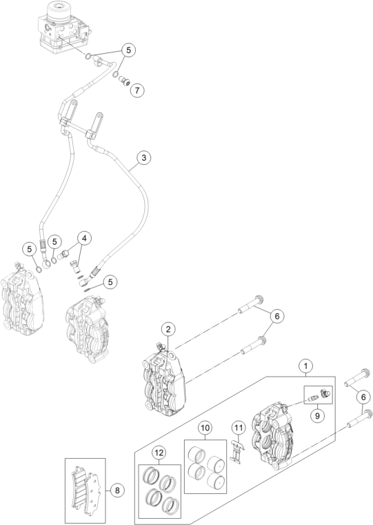 Sprängskiss: Front Brake Caliper – KTM 1290 SUPERDUKE R S.E. ABS 16