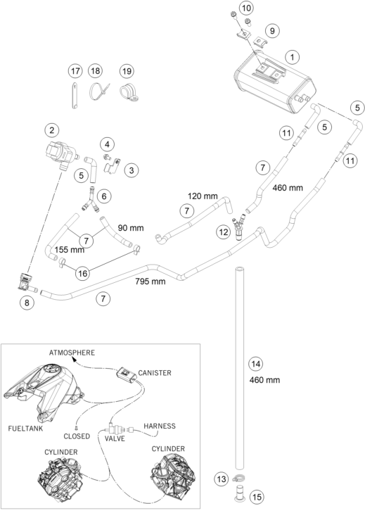 Sprängskiss: Evaporative Canister – KTM 1290 SUPERDUKE R BLACK ABS 14