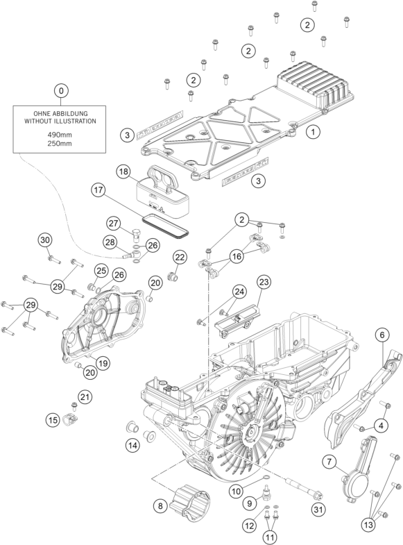 Sprängskiss: Engine Case – KTM FREERIDE E-SX 2014