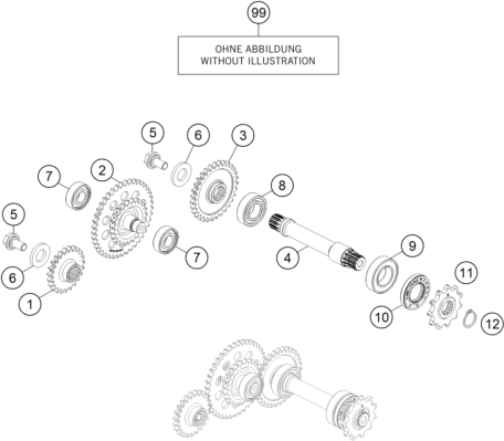 Sprängskiss: Transmission I - Main Shaft – KTM FREERIDE E-SX 2014