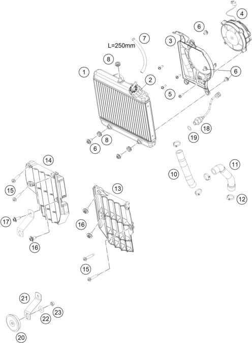 Sprängskiss: Cooling System – KTM FREERIDE 350 2014