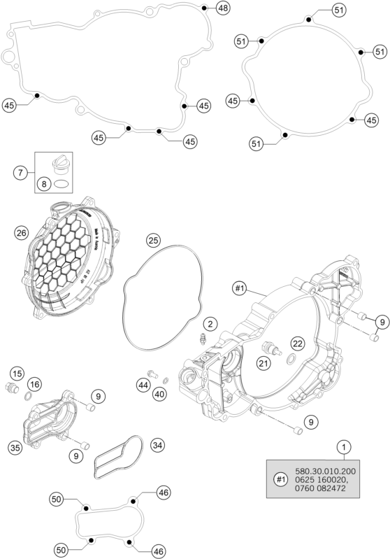 Sprängskiss: Clutch Cover – KTM FREERIDE 250 R 2016