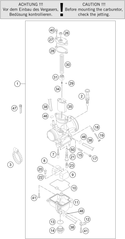 Sprängskiss: Carburetor – KTM FREERIDE 250 R 2016