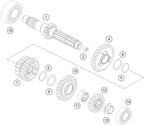 Sprängskiss: Transmission I - Main Shaft – KTM FREERIDE 250 R 2016
