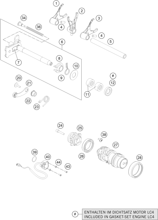 Sprängskiss: Shifting Mechanism – KTM 690 DUKE WHITE ABS 2015