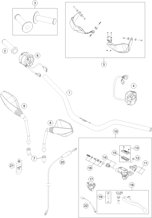 Sprängskiss: Handlebar, Controls – KTM 690 ENDURO R ABS 2014