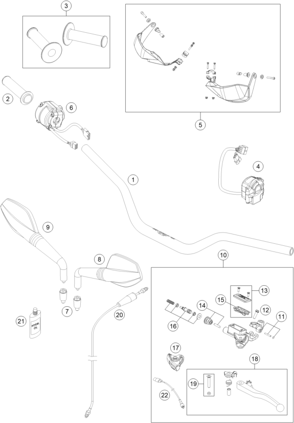Sprängskiss: Handlebar, Controls – KTM 690 SMC R ABS 2014