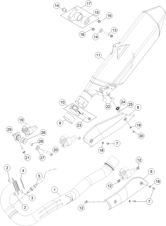 Sprängskiss: Exhaust System – KTM 690 ENDURO R ABS 2016