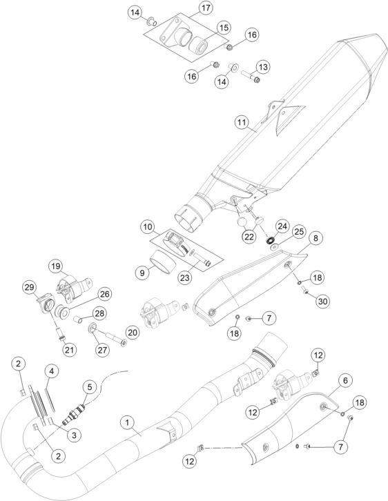 Sprängskiss: Exhaust System – KTM 690 SMC R ABS 2014