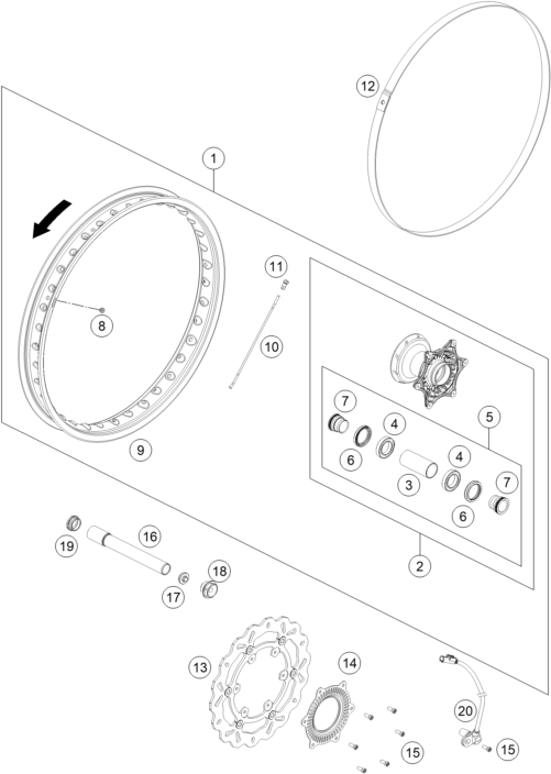 Sprängskiss: Front Wheel – KTM 690 ENDURO R ABS 2016