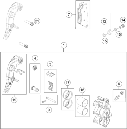 Sprängskiss: Front Brake Caliper – KTM 690 ENDURO R ABS 2016