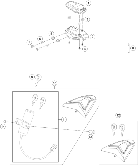 Sprängskiss: Instruments / Lock System – KTM 690 ENDURO R ABS 2016
