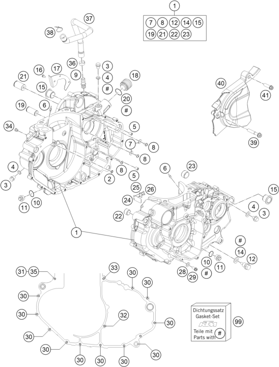 Sprängskiss: Engine Case – KTM 690 SMC R ABS 2014