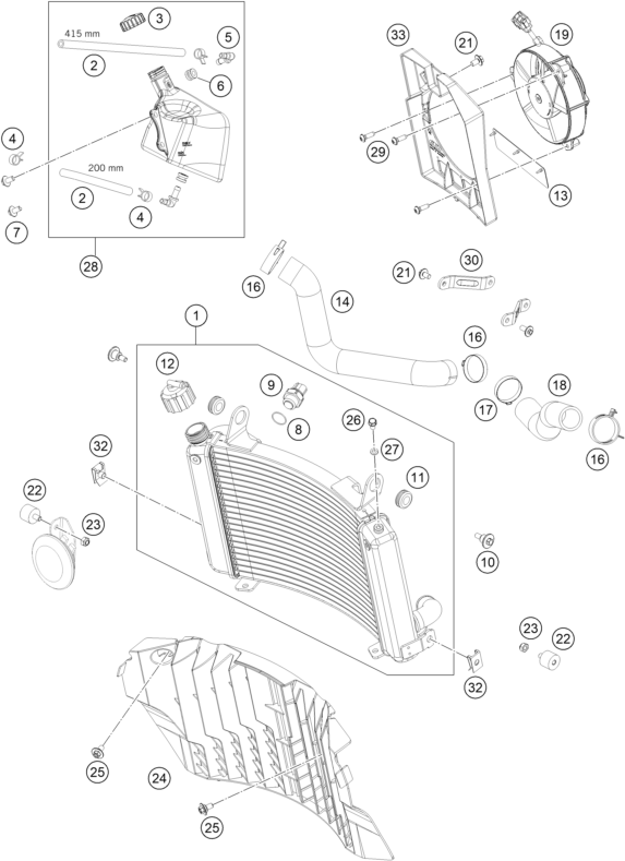 Sprängskiss: Cooling System – KTM 690 SMC R ABS 2014