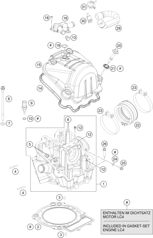 Sprängskiss: Cylinder Head – KTM 690 SMC R ABS 2014