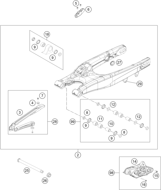 Sprängskiss: Swing Arm – KTM 300 XC-W 2016