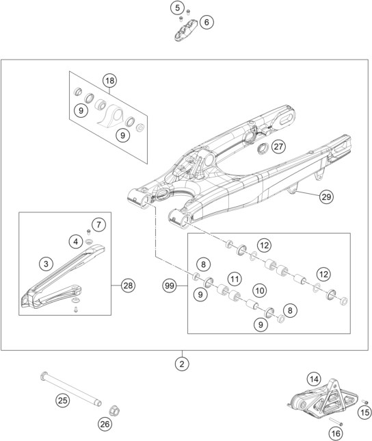 Sprängskiss: Swing Arm – KTM 300 XC-W SIX DAYS 2014