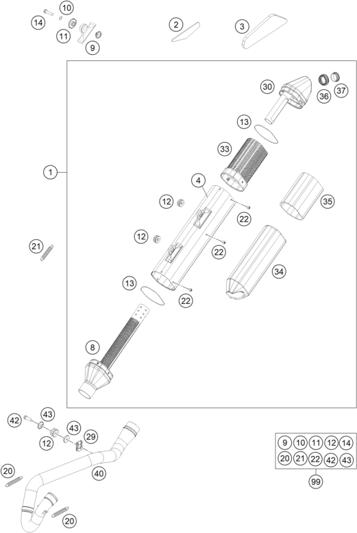 Sprängskiss: Exhaust System – KTM 250 XCF-W 2016