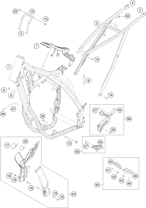 Sprängskiss: Frame – KTM 350 XCF-W 2016