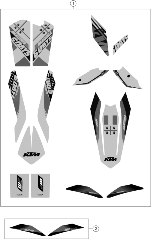 Sprängskiss: Decal – KTM 350 XCF-W SIX DAYS 2014