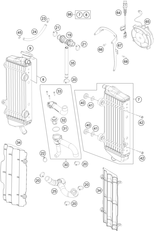 Sprängskiss: Cooling System – KTM 350 EXC-F 2014