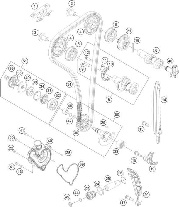 Sprängskiss: Timing Drive – KTM 350 EXC-F 2014
