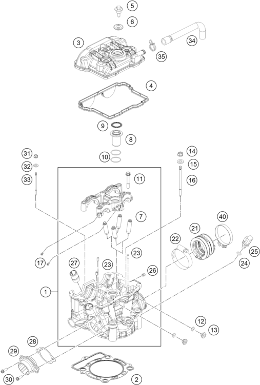 Sprängskiss: Cylinder Head – KTM 350 EXC-F 2015
