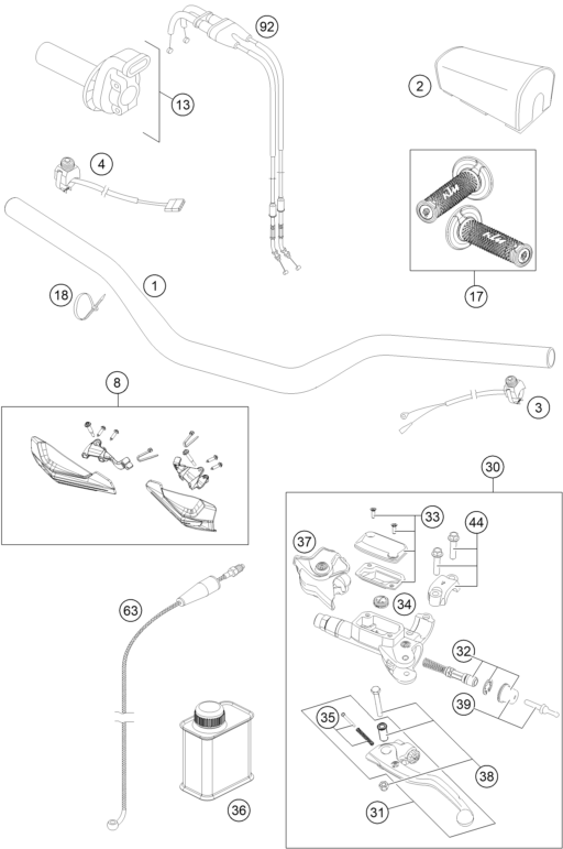 Sprängskiss: Handlebar, Controls – KTM 350 XC-F 2014