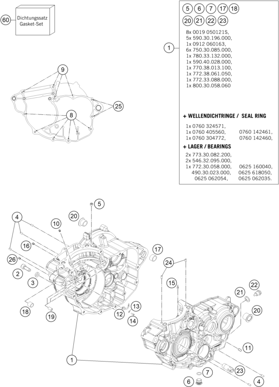 Sprängskiss: Engine Case – KTM 250 XC-F 2014