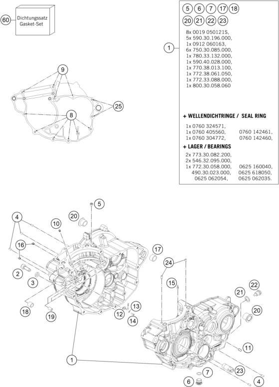 Sprängskiss: Engine Case – KTM 350 XC-F 2014