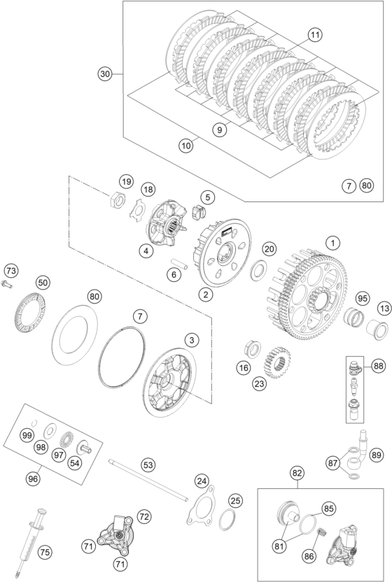 Sprängskiss: Clutch – KTM 250 EXC-F 2016