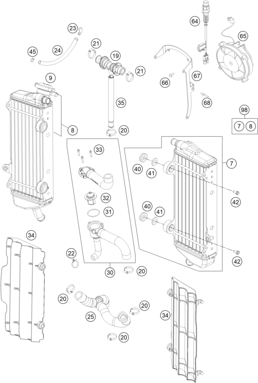 Sprängskiss: Cooling System – KTM 250 EXC-F 2016