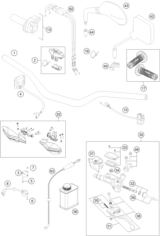 Sprängskiss: Handlebar, Controls – KTM 450 EXC 2014
