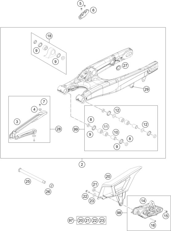 Sprängskiss: Swing Arm – KTM 500 EXC SIX DAYS 2014